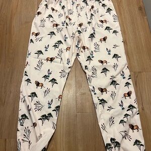 Molly Bracken Cream Pajama Pants with Animal Print